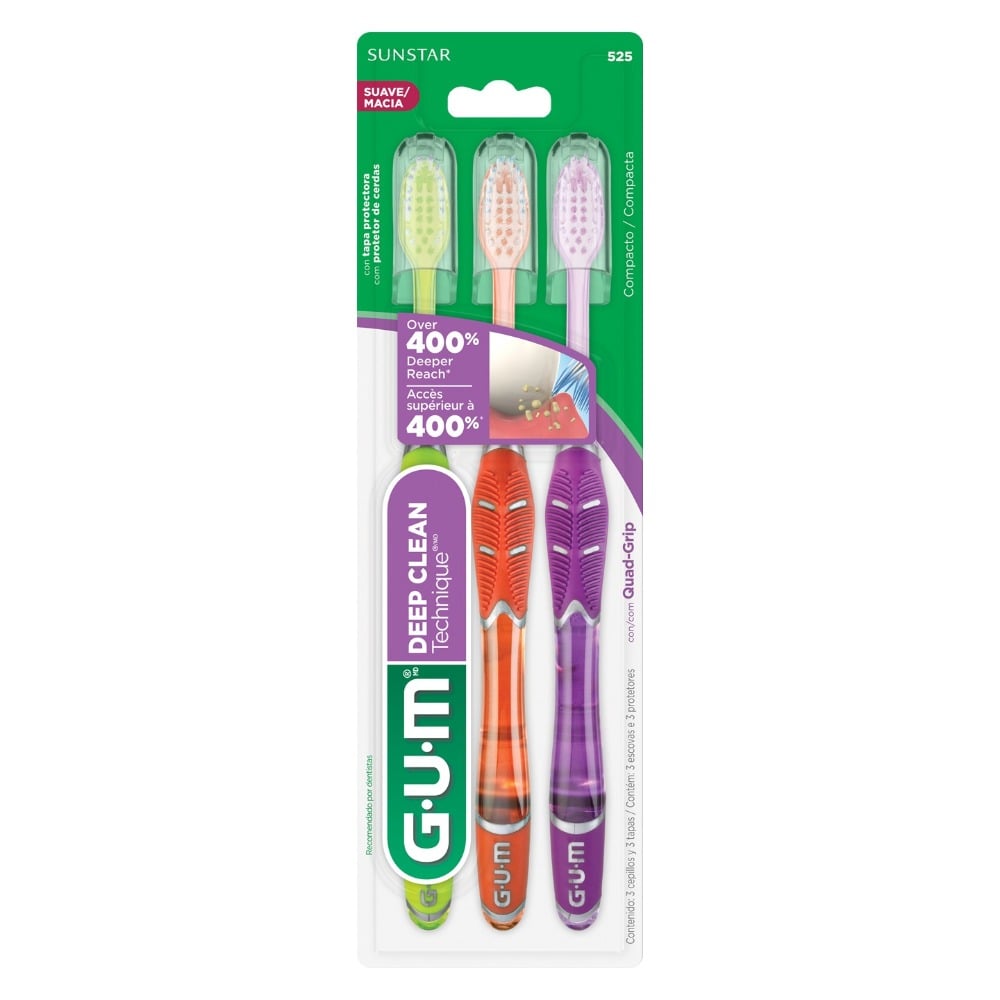 Cepillo de Dientes Gum Deep Clean Technique 525 3 Unidades