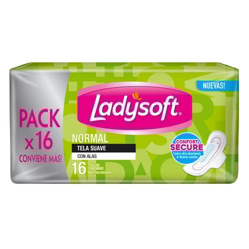 Toallitas Femeninas Ladysoft Normal Tela Suave 16 Unidades