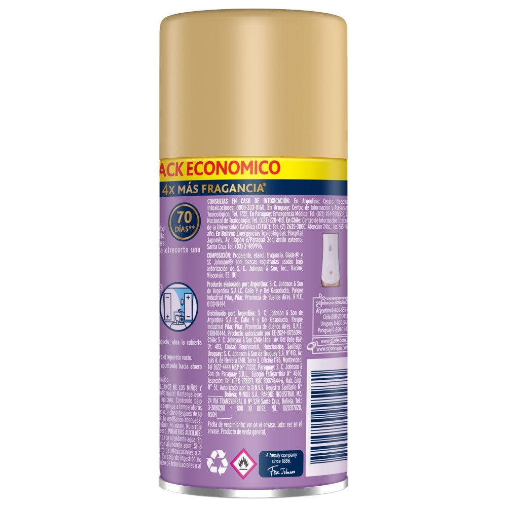 Repuesto Aromatizante de Ambiente Automático Glade Lavanda y Vainilla 170 ml