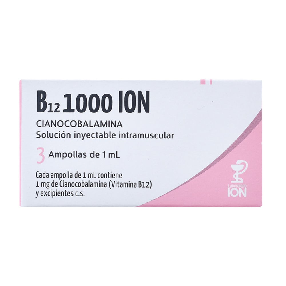 B12 1000 mg Inyectable 3 Ampollas de 1 ml