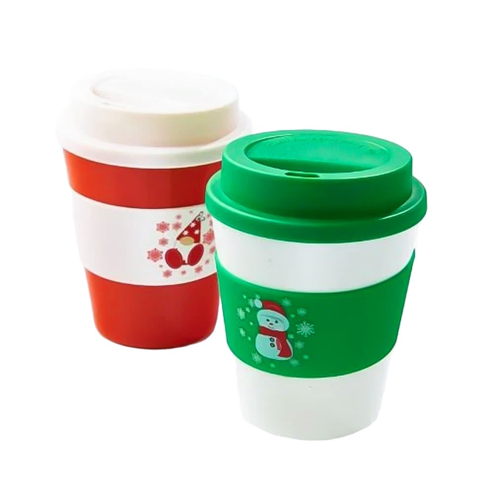 Mug Farma Hogar Diseño Navideño con Tapa 