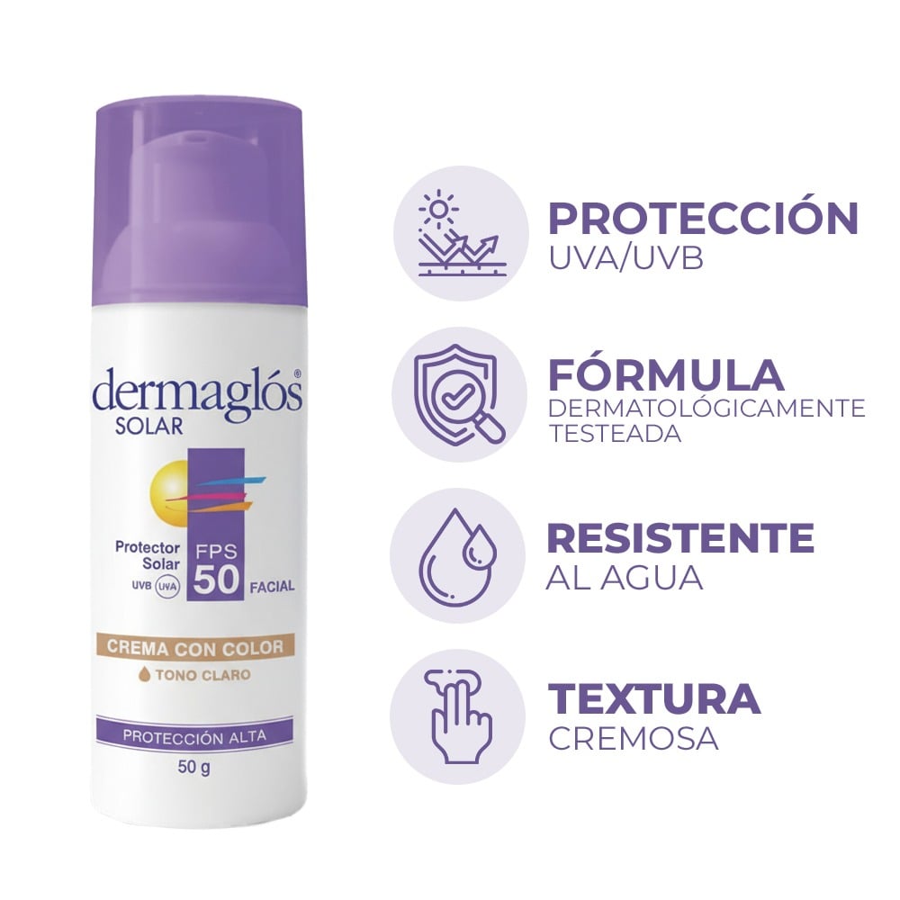 Protector Solar Dermaglós Facial Tono Claro FPS50 50 g