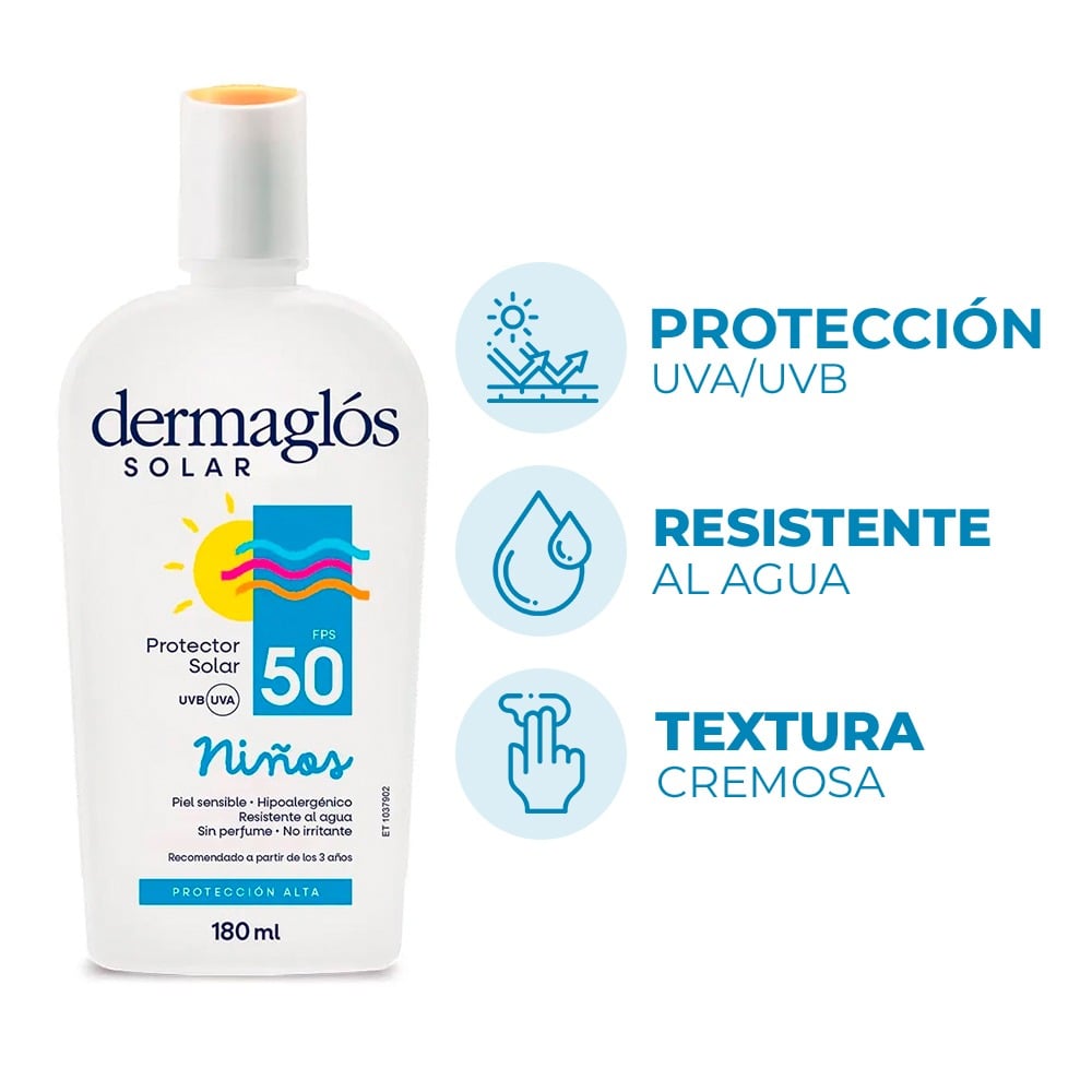 Protector Solar Dermaglós Niños FPS50 180 ml