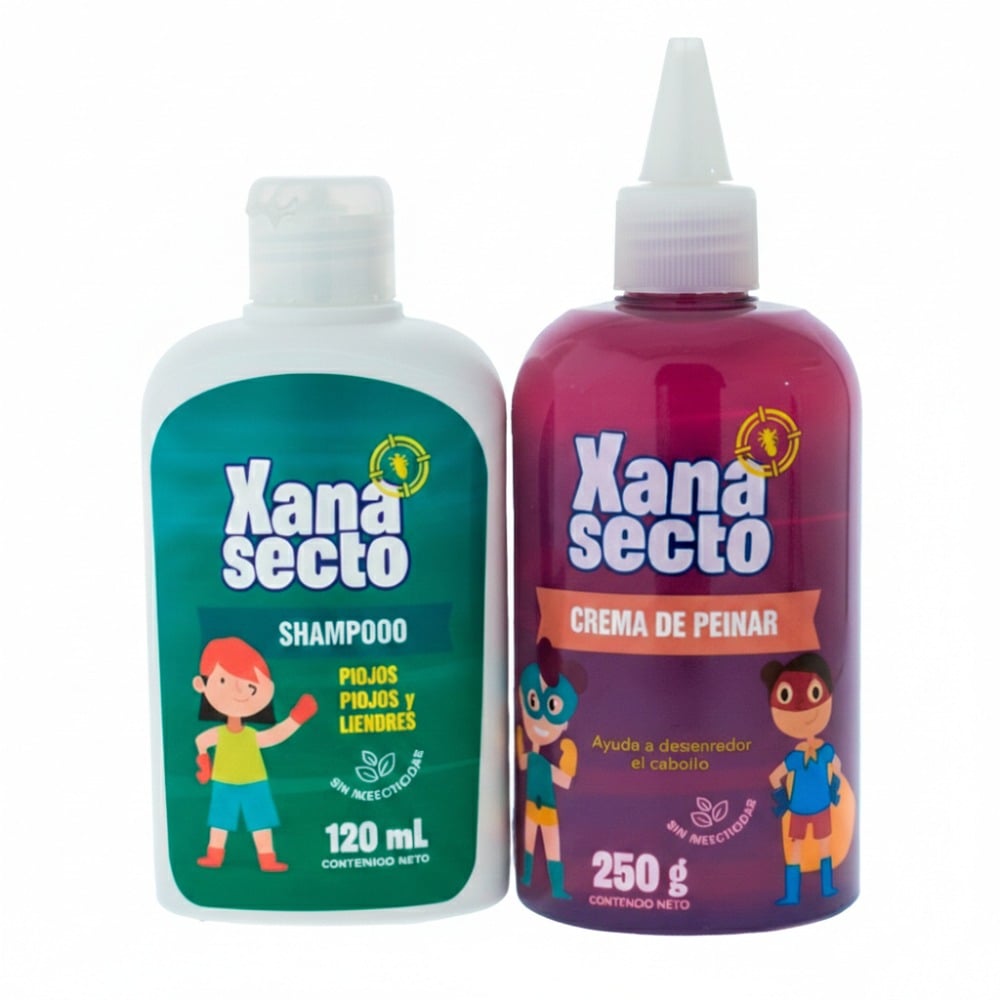 Pack Piojicida Xanasecto Crema para Peinar 265 ml + Shampoo Natural 120 ml