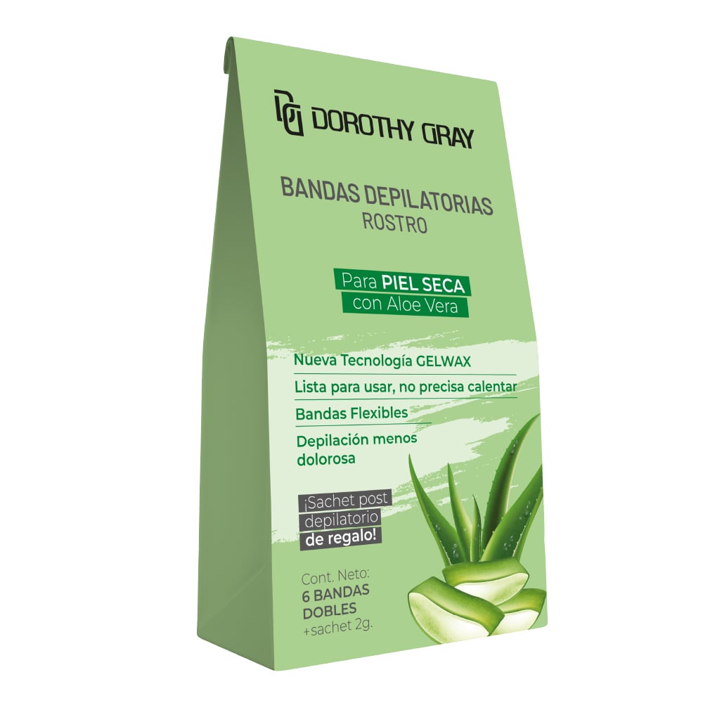 Bandas Depilatorias Faciales Dorothy Gray para Piel Seca 6 Unidades