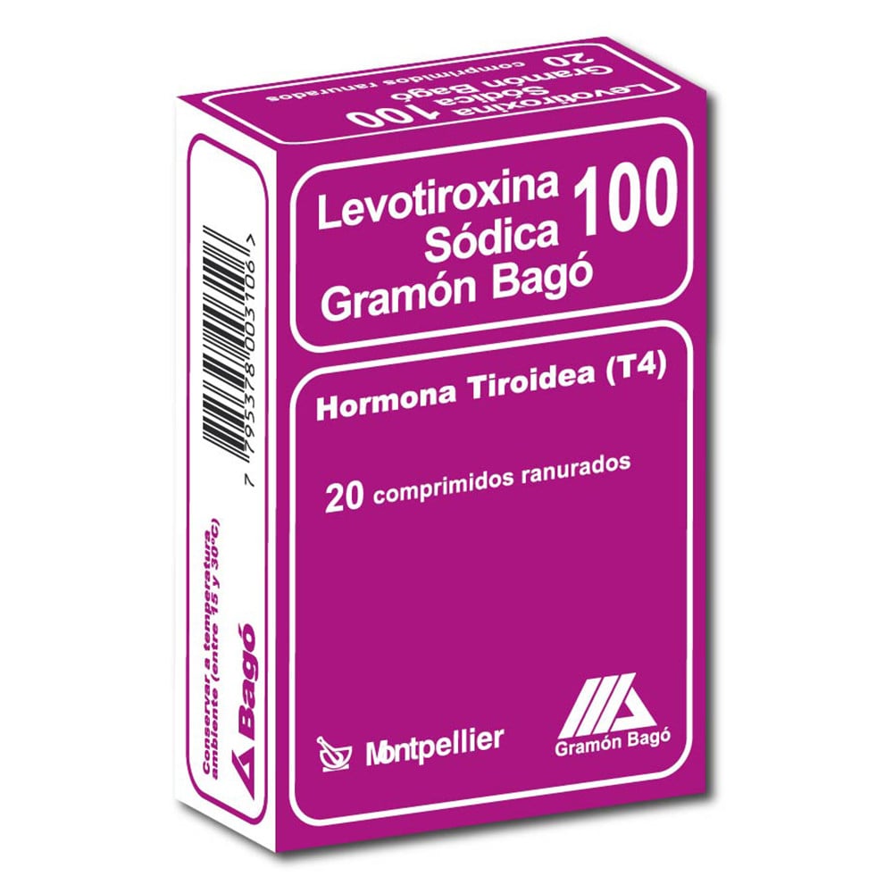 Levotiroxina 100 mcg 20 Comprimidos Ranurados