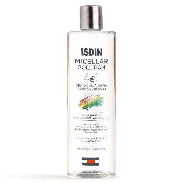 Agua micelar 4 en 1 Isdin Micellar Solution de 400ml para todo tipo de piel.