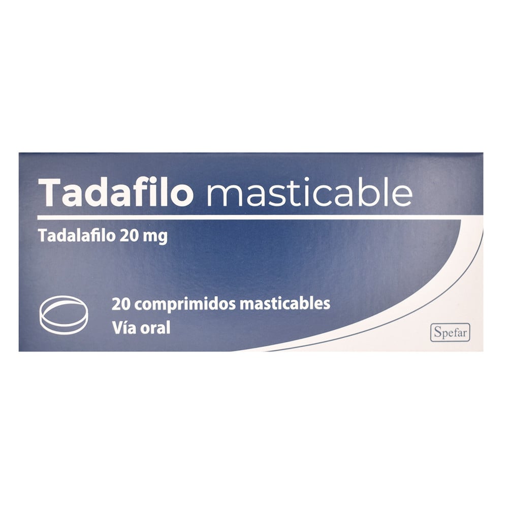 Tadafilo Masticable 20 mg 20 Comprimidos Masticables