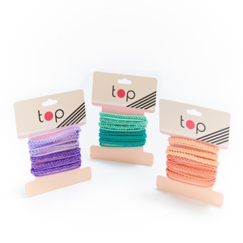 Gomitas de Pelo Finas Tranzadas Top 12 Unidades Colores Surtidos