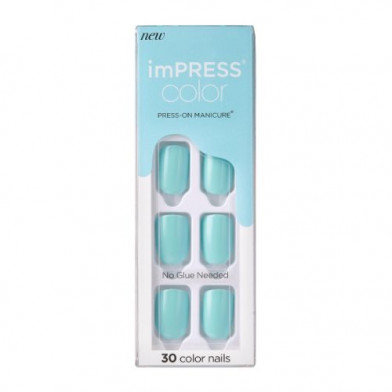 Uñas Postizas Adhesivas Kiss Color Impress Mint To Be 30 Piezas