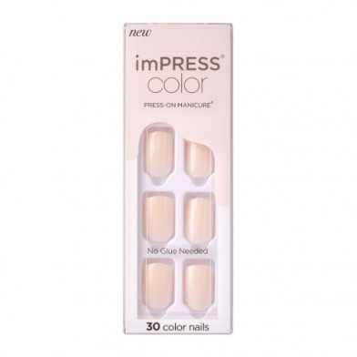 Uñas Postizas Adhesivas Kiss Impress Color Point Pink 30 Piezas