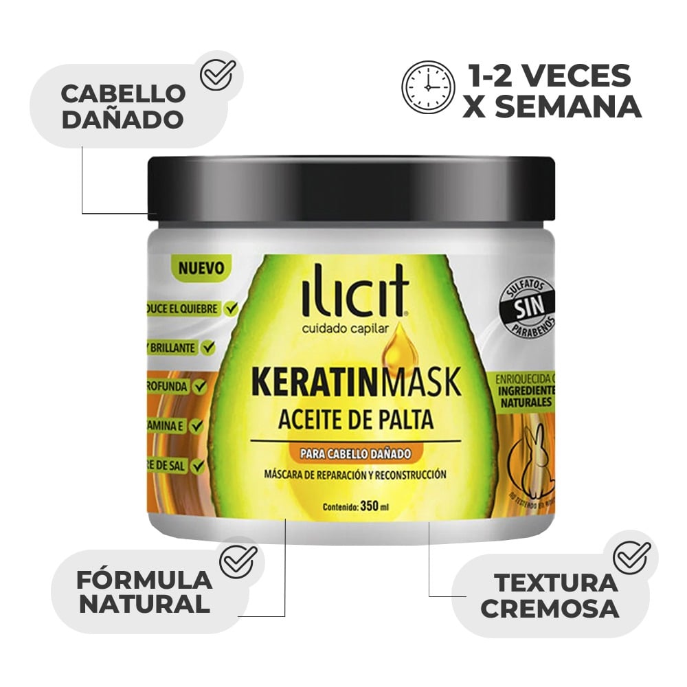 Mascarilla Capilar Ilicit  Keratina Palta 350 ml