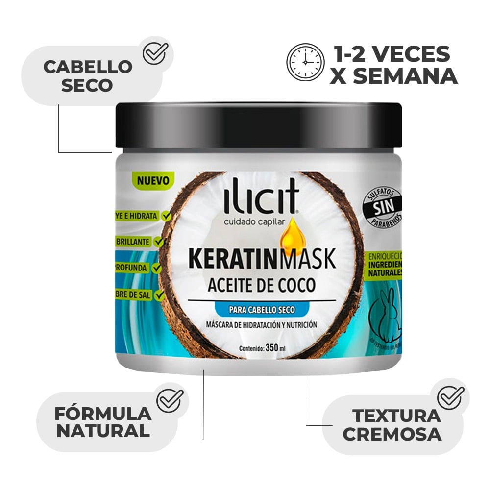 Mascarilla Capilar Keratina Ilicit Coco 350 ml