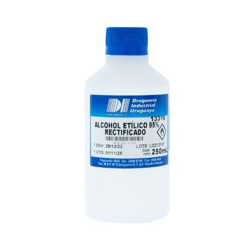 Alcohol Etílico Rectificado 95% DIU 250 ml