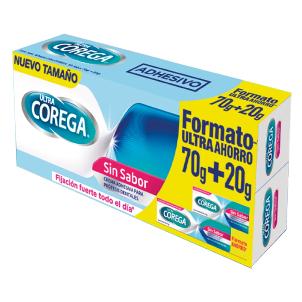 Pack Crema Adhesiva Corega sin Sabor 70 g + Crema Adhesiva sin Sabor 20 g
