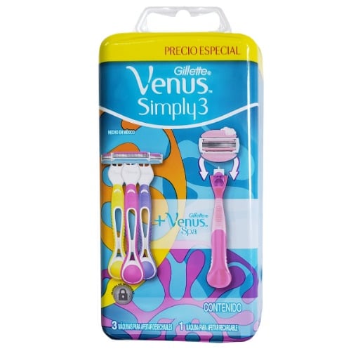 Afeitadora Gillette Venus Simply3 3 Unidades + 1 Venus Spa 