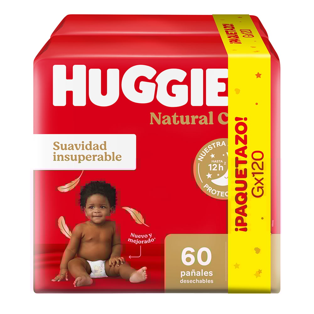 Pañales Huggies Natural Care G 120 Unidades
