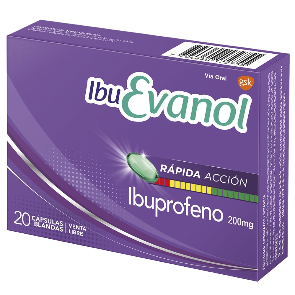 IbuEvanol 200 mg 20 Cápsulas Blandas de Rápida Acción