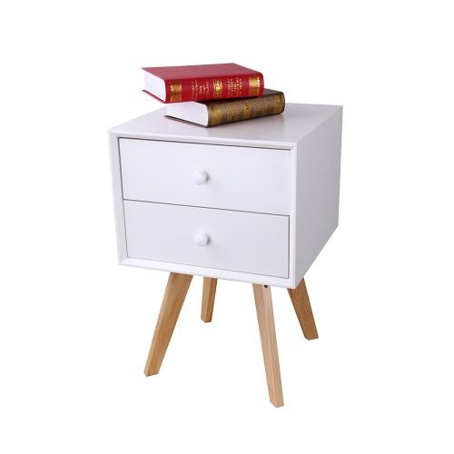 Mesa de Luz de Madera 2 Cajones 40 x 40 x 60 cm