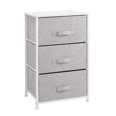 Mueble 3 Cestos Tela y Acero Gris
