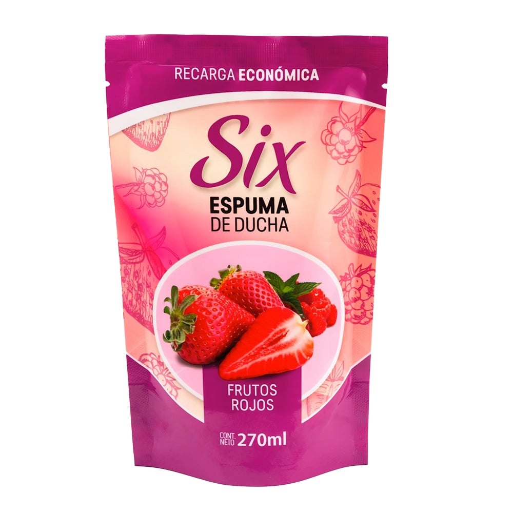 Jabón en Espuma de Ducha Six Frutos Rojos para Manos Refill 270 ml