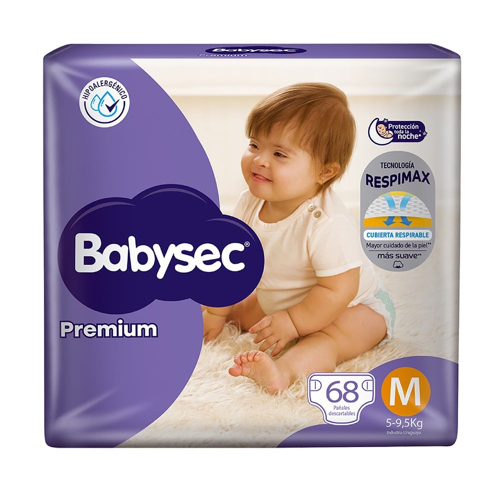 Pañales Babysec Premium M 68 Unidades