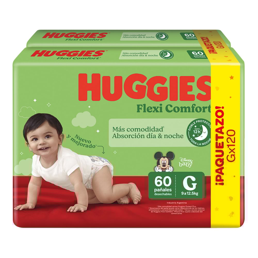 Pañales Huggies Flexi Comfort G 120 Unidades