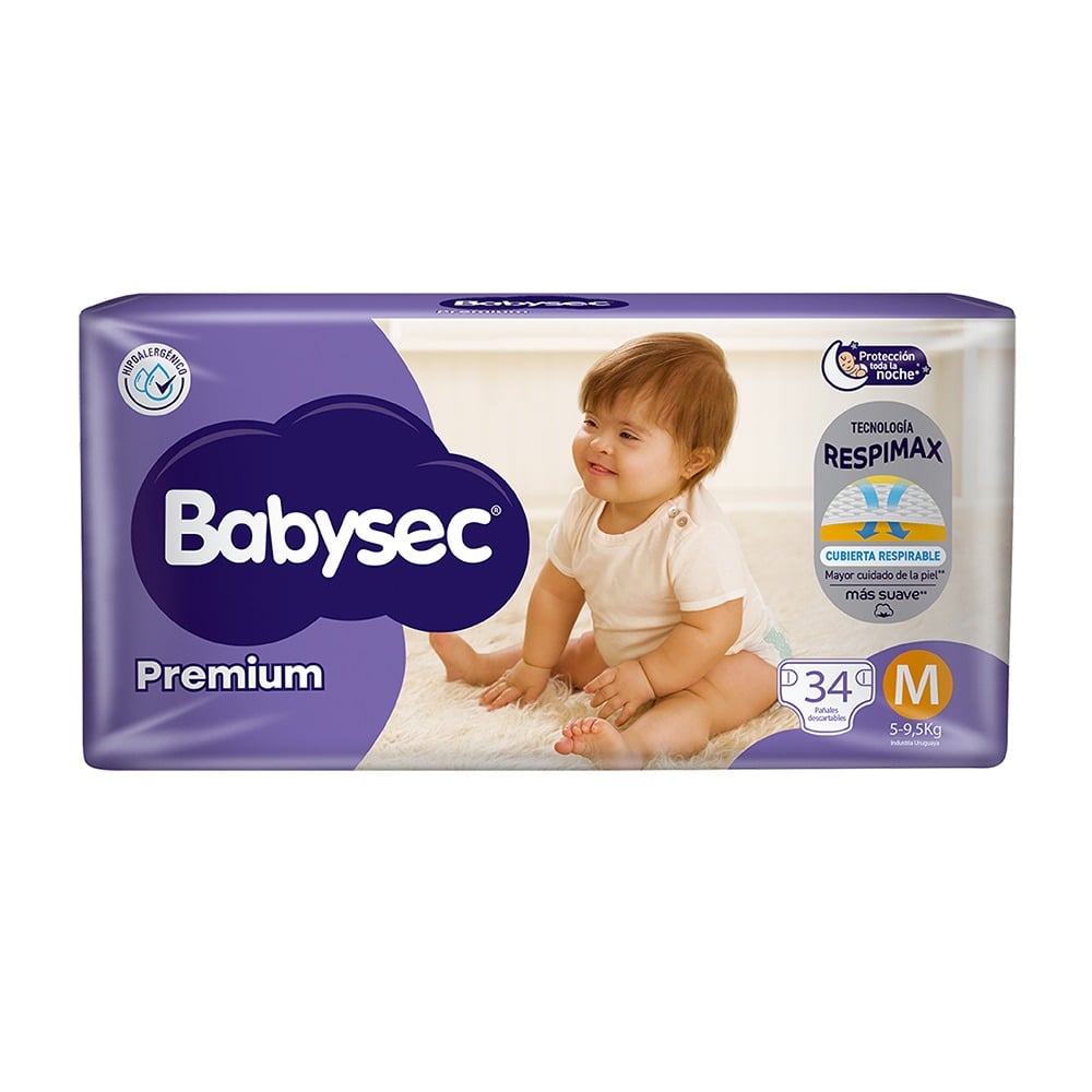 Pañales Babysec Premium M 34 Unidades