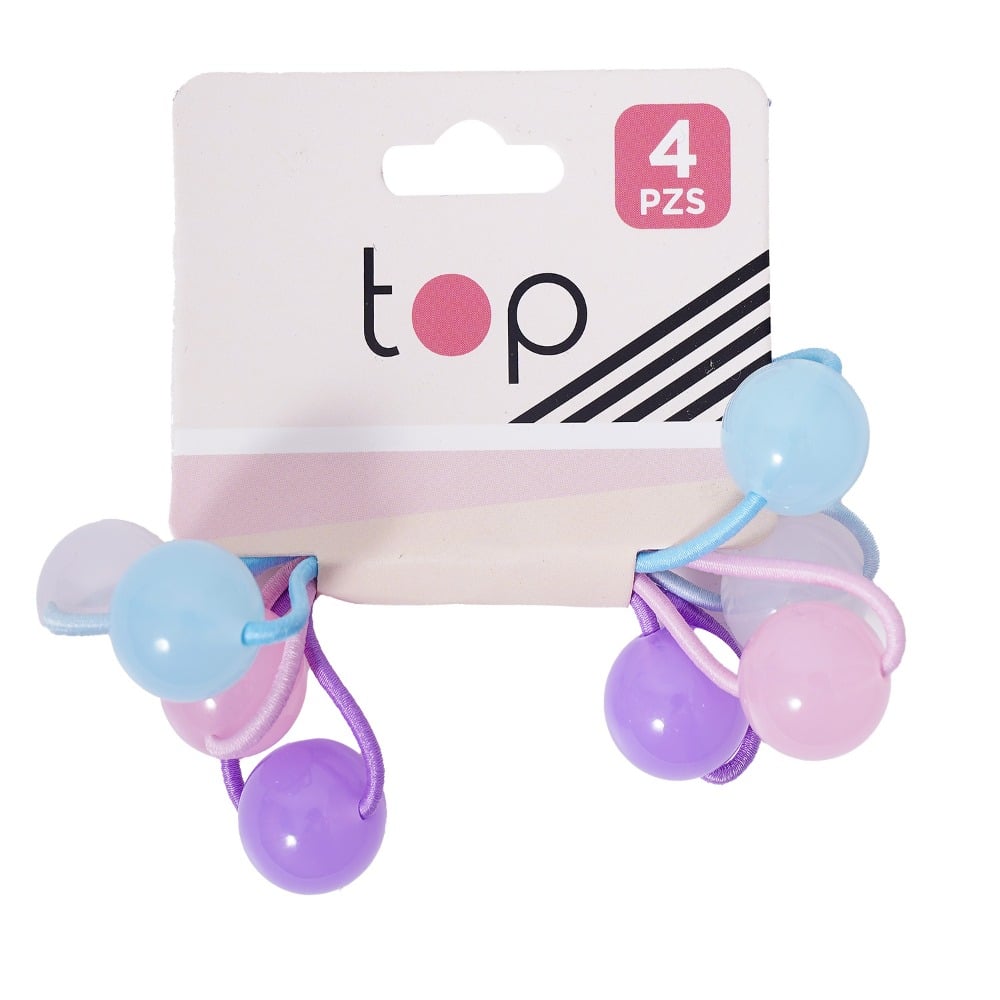 Gomitas para el Pelo Top Elásticas Rosa y Celeste 4 Unidades