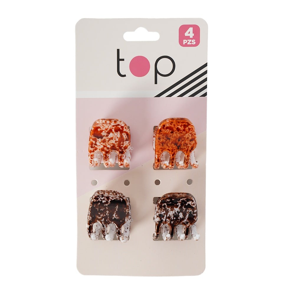 Pinzas Top Mini Marrónes 4 Unidades