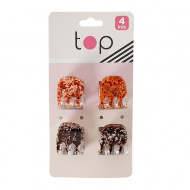 Pinzas Top Mini Marrónes 4 Unidades