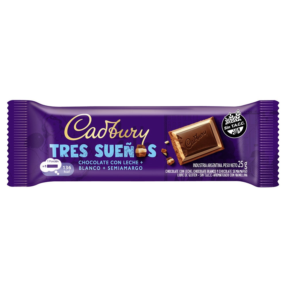 Tableta de Chocolate Cadbury Tres Sueños 24 g