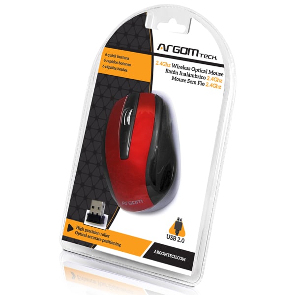 Mouse Inalámbrico Argom 2.4G Red