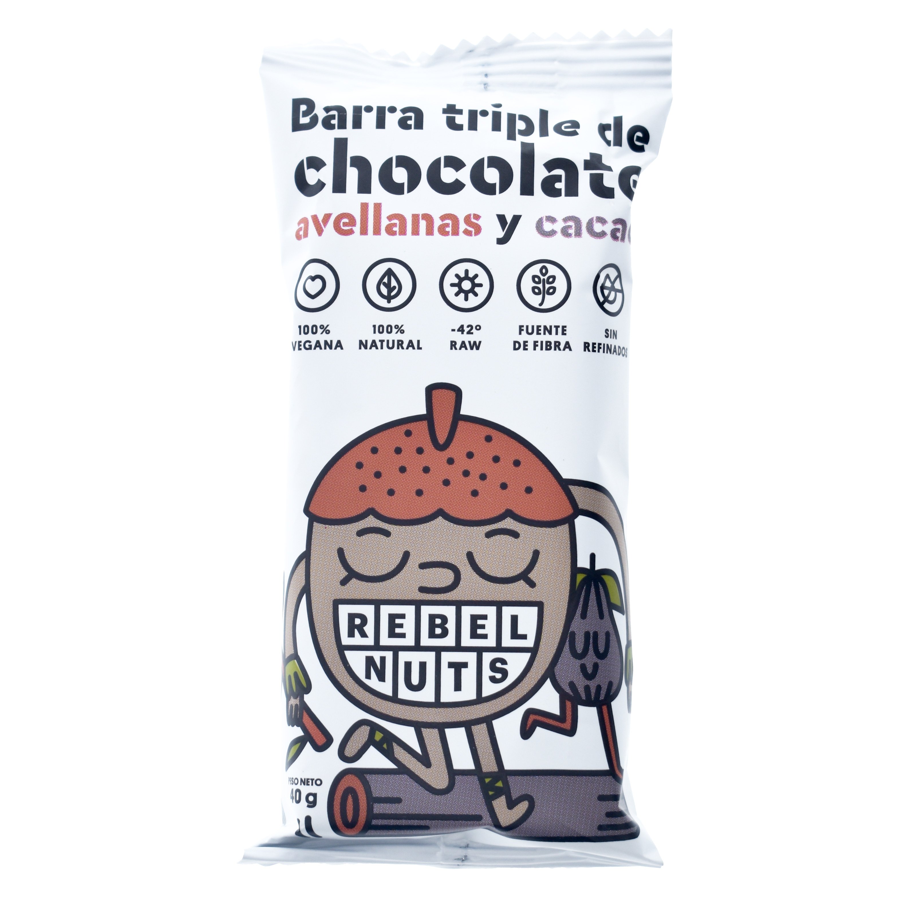 Barrita Rebel Nuts Triple Chocolate y Avellanas 40 g