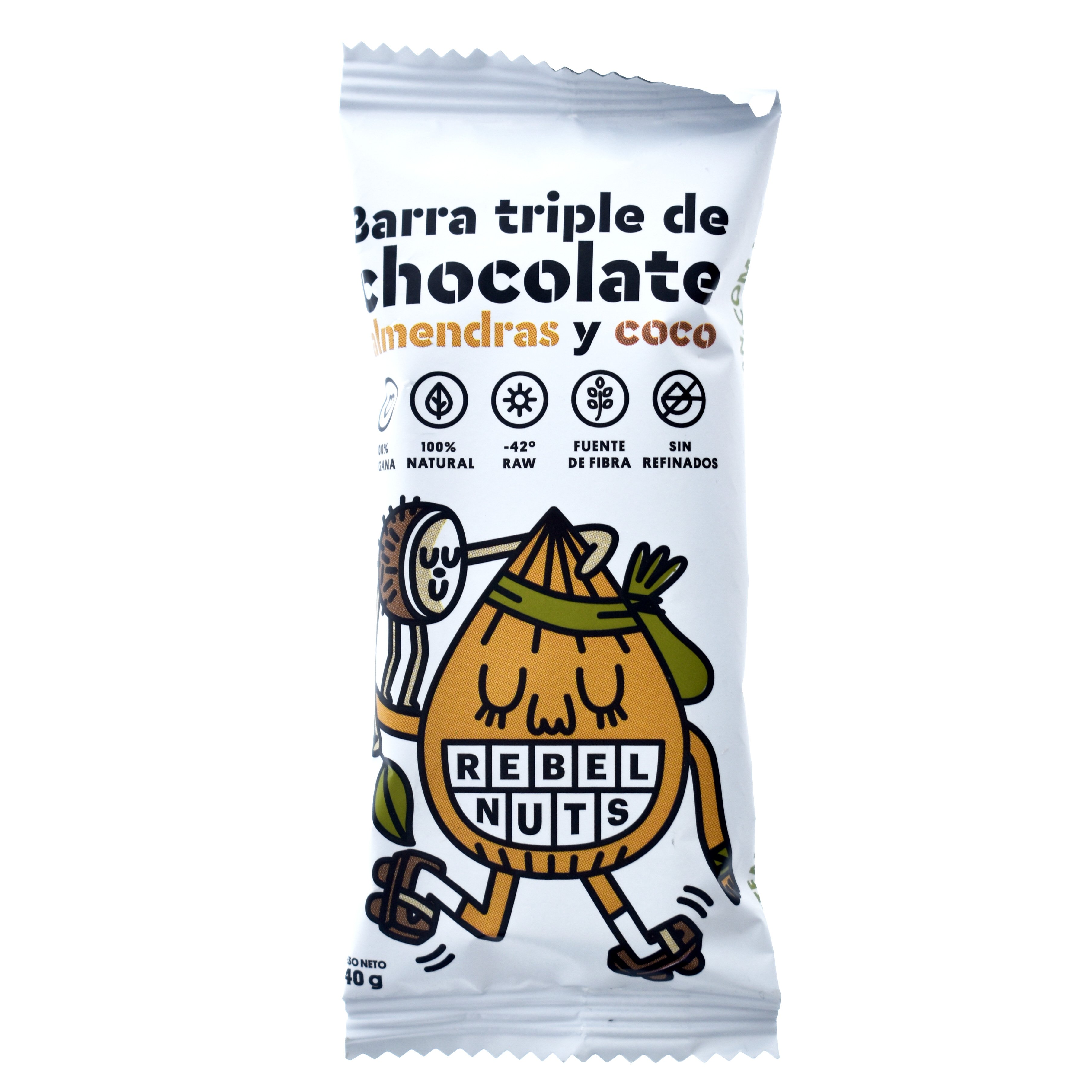 Barrita Rebel Nuts Triple Chocolate y Almendras 40 g