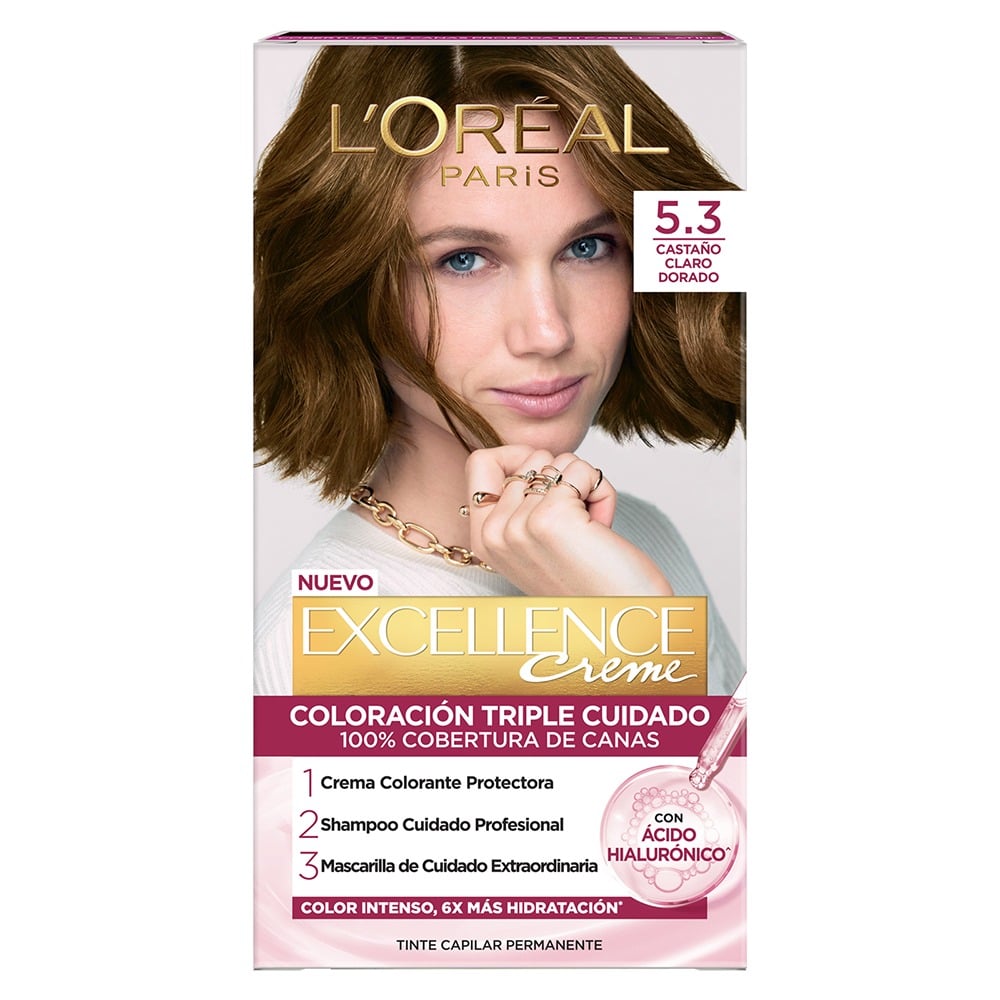 Tinta L'Oréal Paris Excellence Creme N°5.3 Castaño Claro Dorado