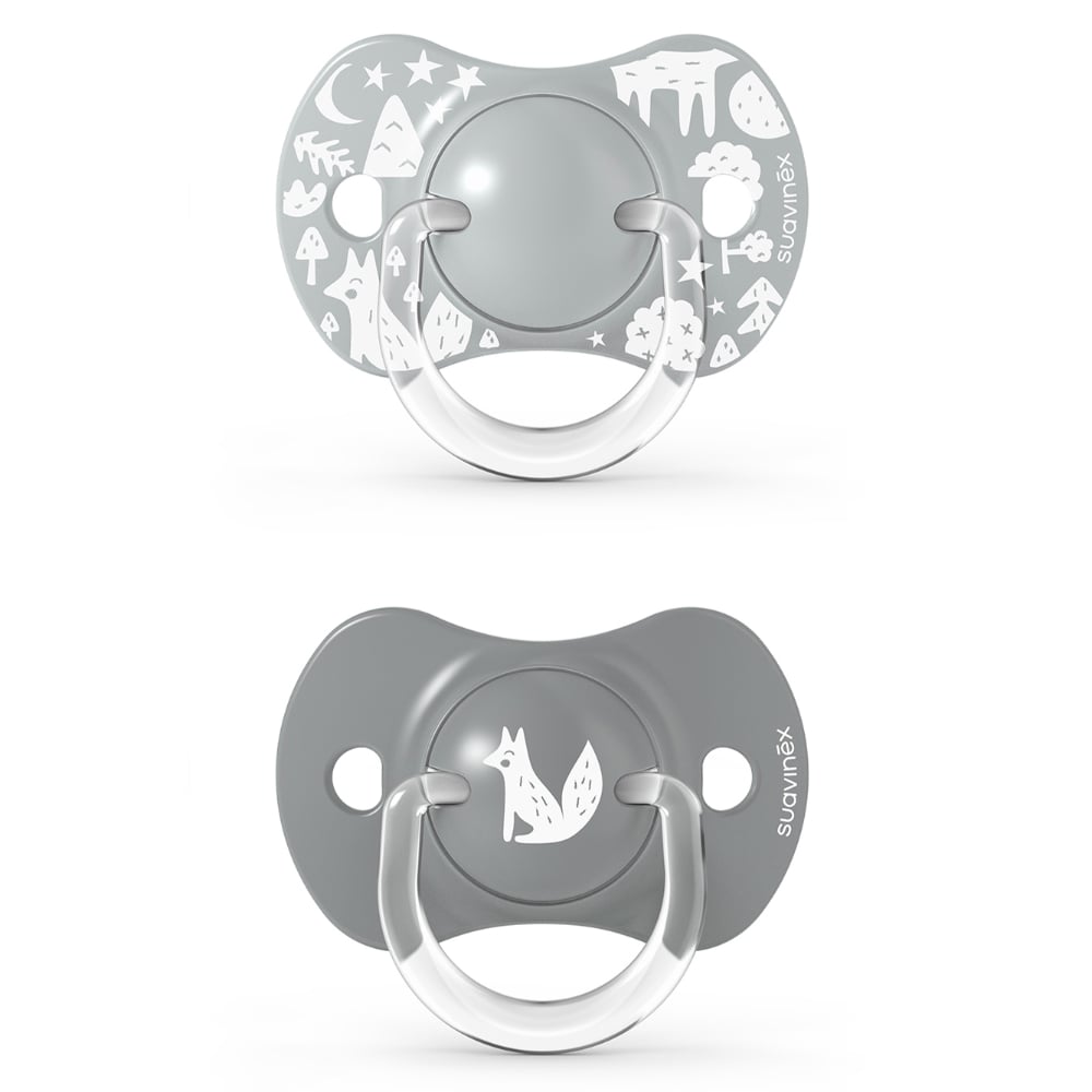 Chupete Fisiológico Suavinex Silicona Gris 6 a 18 Meses 2 Unidades