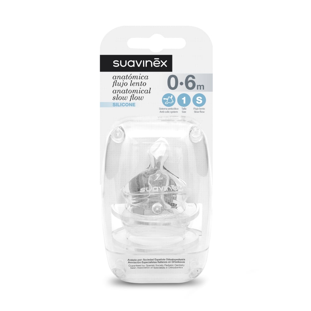 Tetina Anatómica Suavinex Silicona Flujo S 0 a 6 Meses 2 Unidades