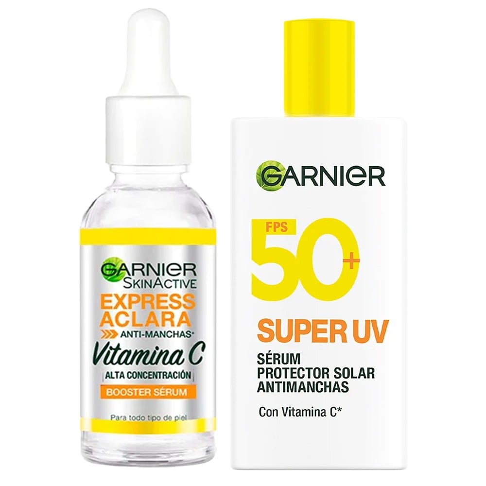 Combo Garnier Sérum Express Aclara 30 Ml y Sérum Protector Solar Uv Vitamina C 40 Ml