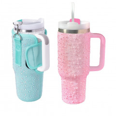 Combo Farma Hogar Vaso con Perlas 1.18 l Colores Surtidos y Funda para Vaso con Brillos Verde