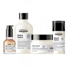 Combo L'Oréal Professionnel Metal Detox Shampoo, Mascarilla, Aceite y Tratamiento Leave-In