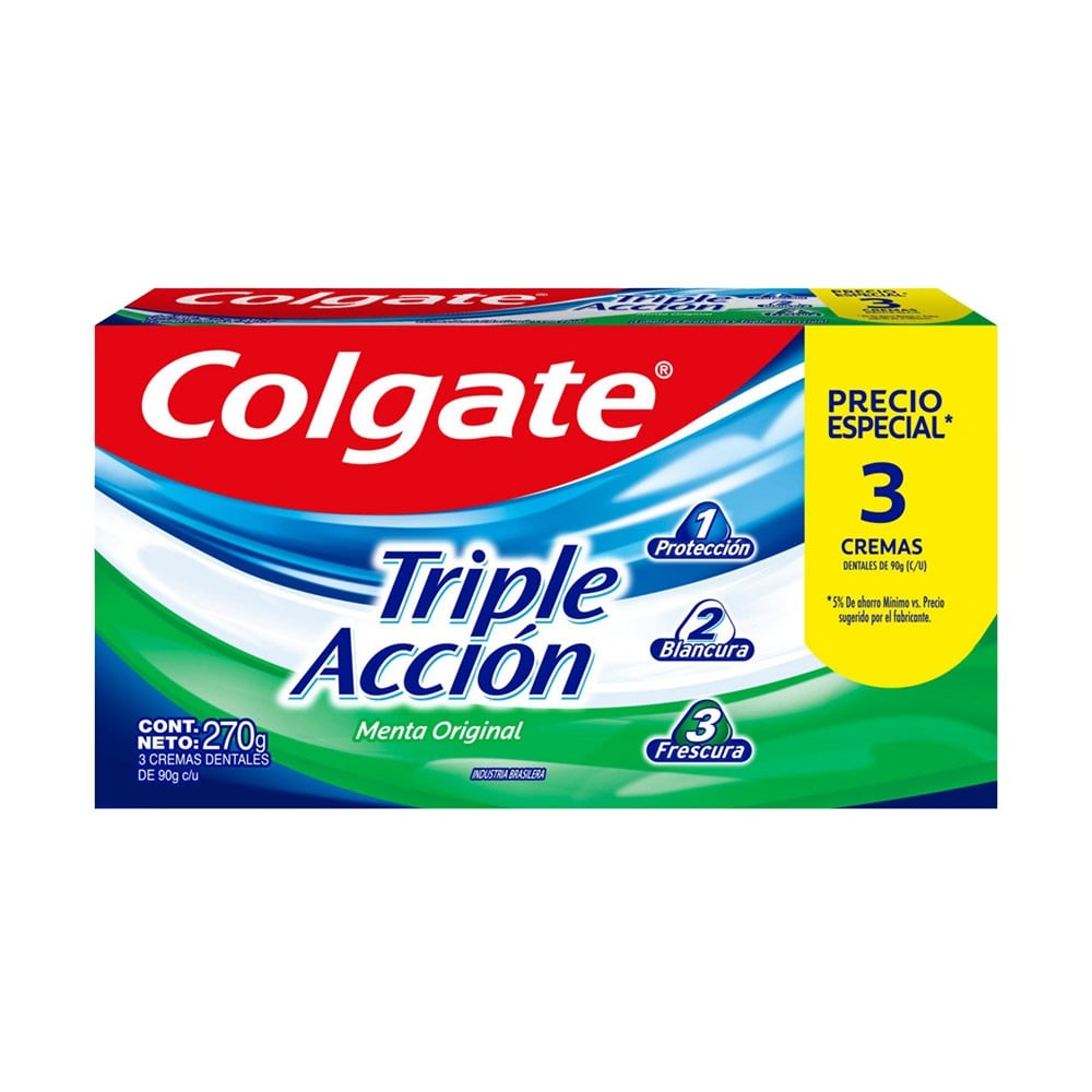 Pasta de Dientes Colgate Triple Acción 90 g 3 Unidades