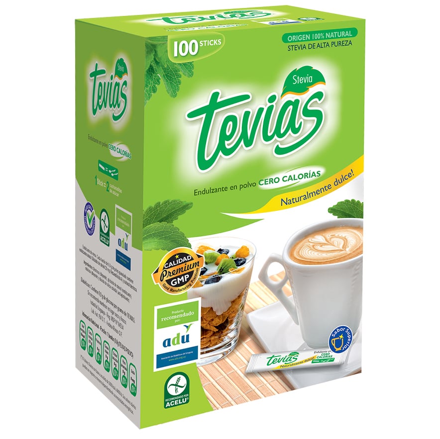 Edulcorante Tevias Polvo 100 Bastónes