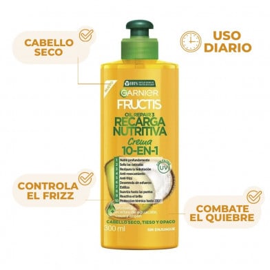 Crema para Peinar Fructis 10 en 1 Recarga Nutritiva 300 ml