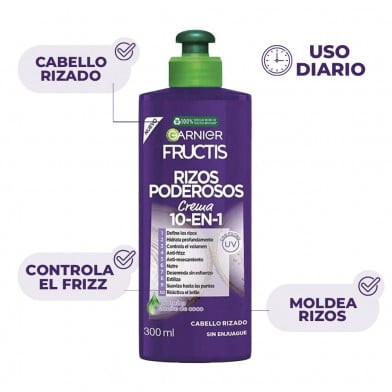 Crema para Peinar Fructis 10 en 1 Rizos Poderos 300 ml