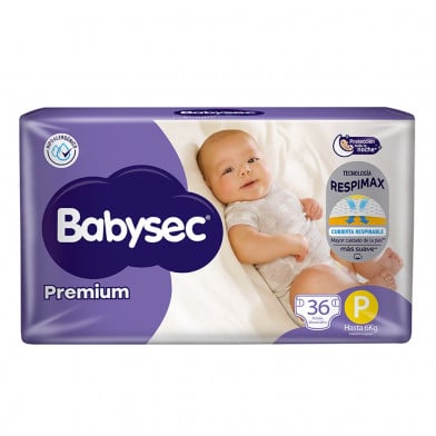Pañales Babysec Premium P 36 Unidades