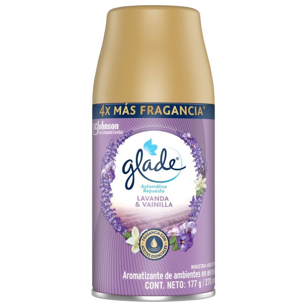DESODORANTE DE AMBIENTES GLADE AUTOMATICO LAVANDA VAINILLA REPUESTO 175G