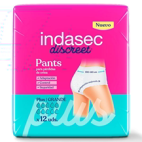 Ropa interior absorbente Indasec Plus Pants talle L de 12 unidades.