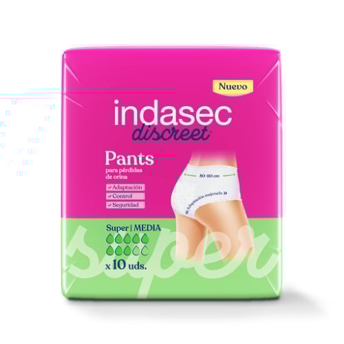 Ropa interior absorbente Indasec Super Pants talle M de 10 unidades.