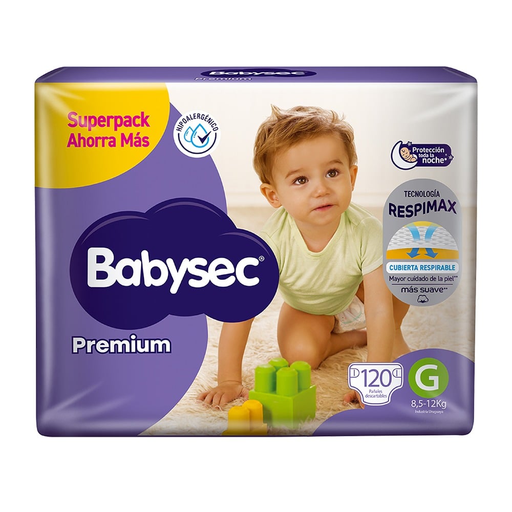 Pañales Babysec Premium G 120 Unidades